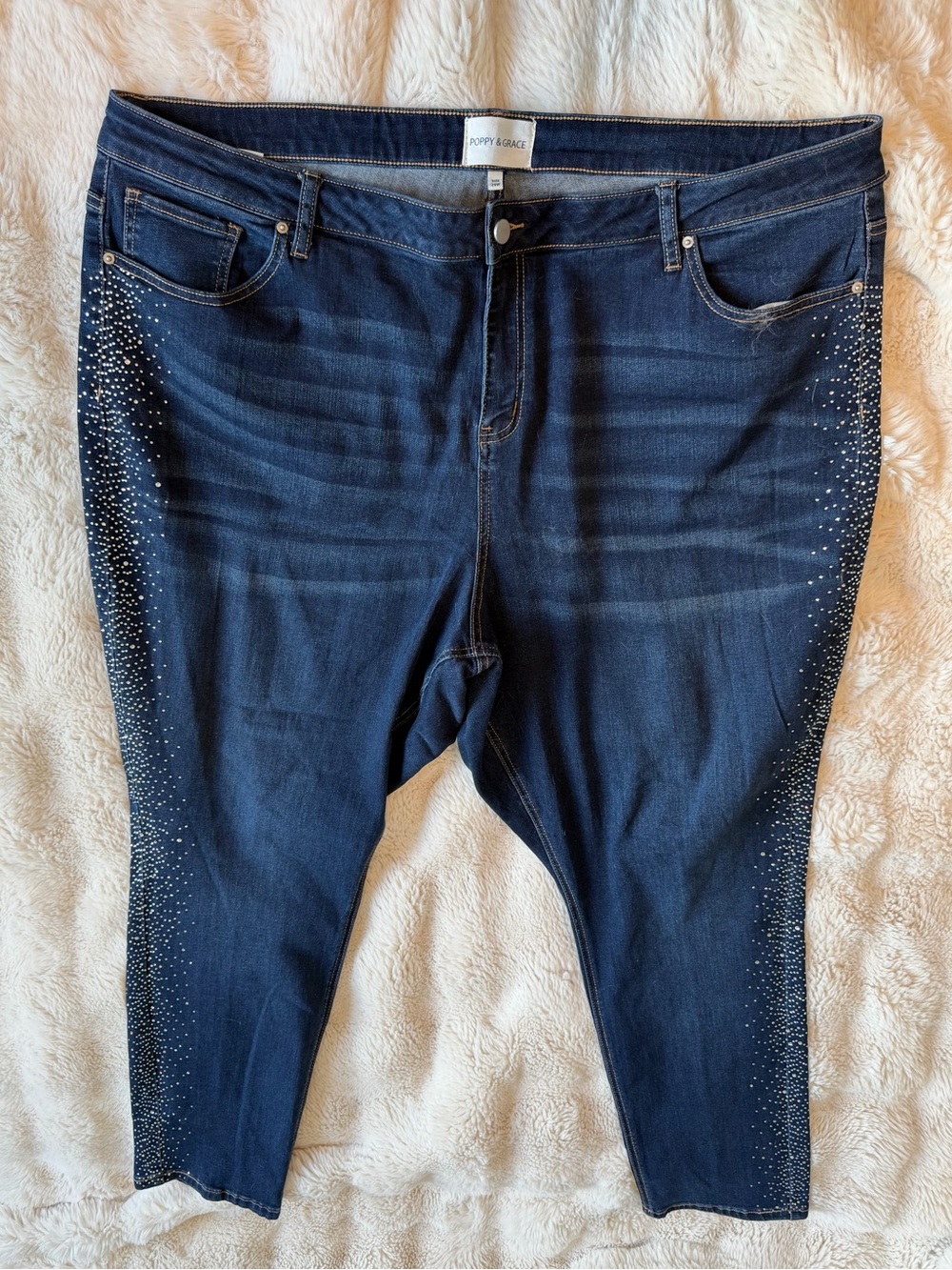 Poppy & Grace 24W Rhinestone Embellished Skinny Jeans Dark Wash Stitchfix